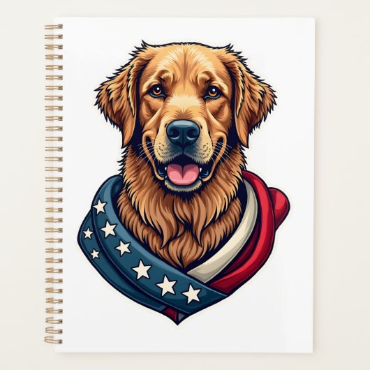 Patriotic Retriever Pride Vintage Dog Shirt 4 プランナー手帳 (正面)