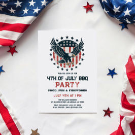 Patriotic Retro American Eagle BBQ Invitation 招待状