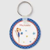 Patriotic Rhythmic Gymnastics Girl with Ball キーホルダー (正面)