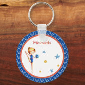 Patriotic Rhythmic Gymnastics Girl with Ball キーホルダー (正面)
