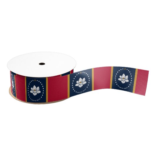 Patriotic Ribbon with Flag of Mississippi, USA グログランリボン (リール)