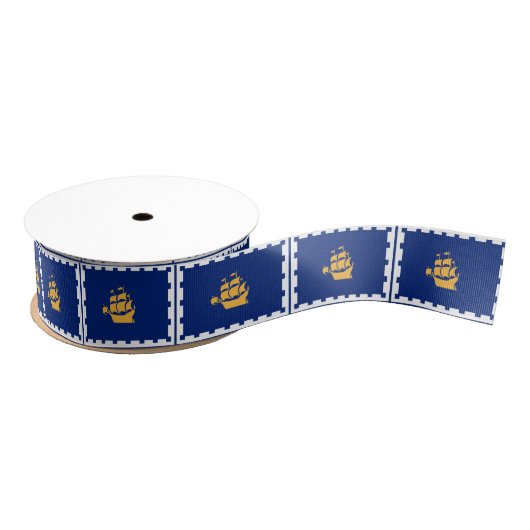 Patriotic Ribbon with Flag of Quebec City グログランリボン (リール)