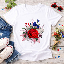 Patriotic Rose Bouquet トライブレンドＴシャツ