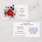 Patriotic Rose Bouquet Vote Reminder 名刺 (正面/裏面)