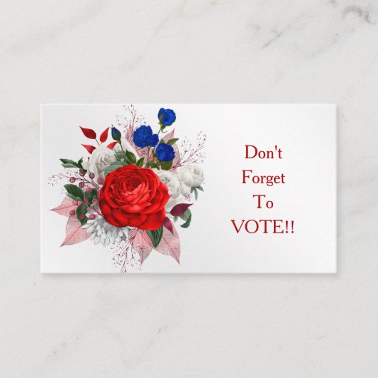 Patriotic Rose Bouquet Vote Reminder 名刺 (正面)