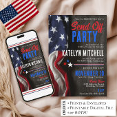 Patriotic Rustic US Flag Military Send-Off Party 招待状