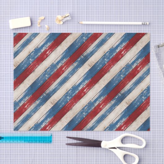 Patriotic Rustic Wood Planks 薄葉紙 (クラフト)