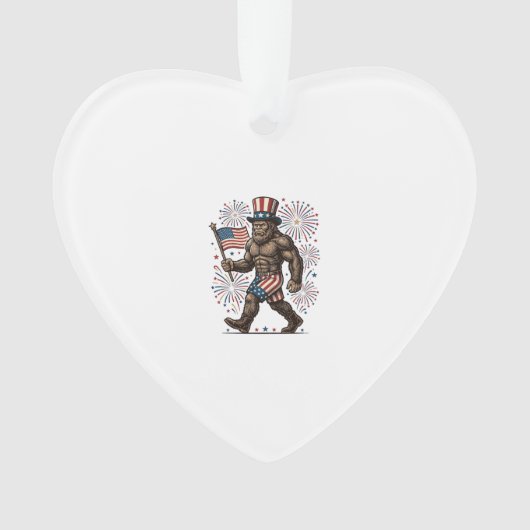 Patriotic Sasquatch Fireworks Vintage Engraving De オーナメント (正面)