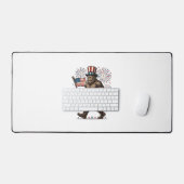 Patriotic Sasquatch Fireworks Vintage Engraving De デスクマット (キーボード&マウス)