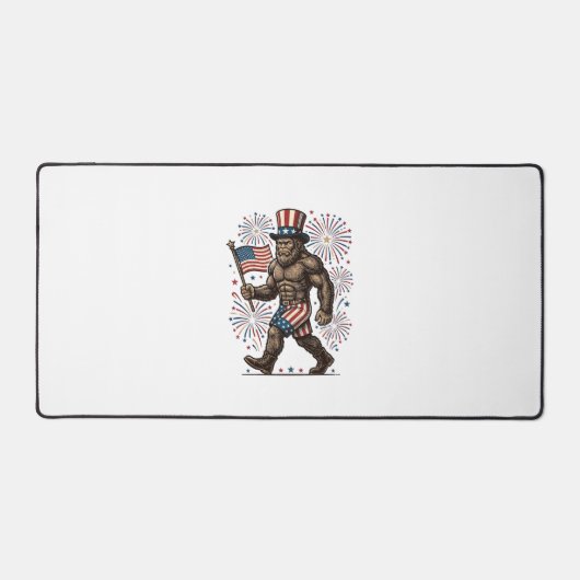 Patriotic Sasquatch Fireworks Vintage Engraving De デスクマット (正面)