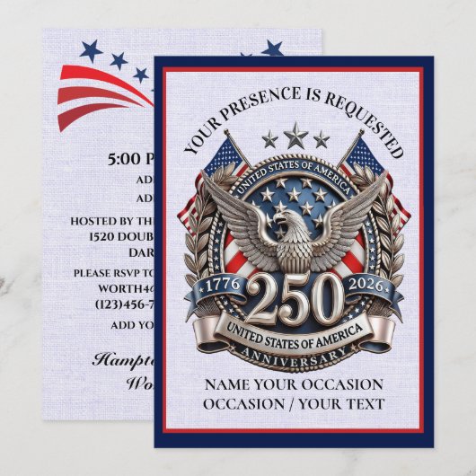 Patriotic Semiquincentennial 招待状 (正面/裏面)