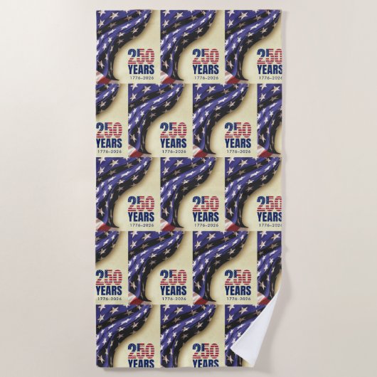 Patriotic Semiquincentennial USA 250th July 4th ビーチタオル (正面)