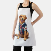 Patriotic Service Dog Golden Retriever Shirt 4 エプロン (インサイチュ)