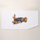 Patriotic Service Dog Golden Retriever Shirt 4 バスタオル (バスタオル)