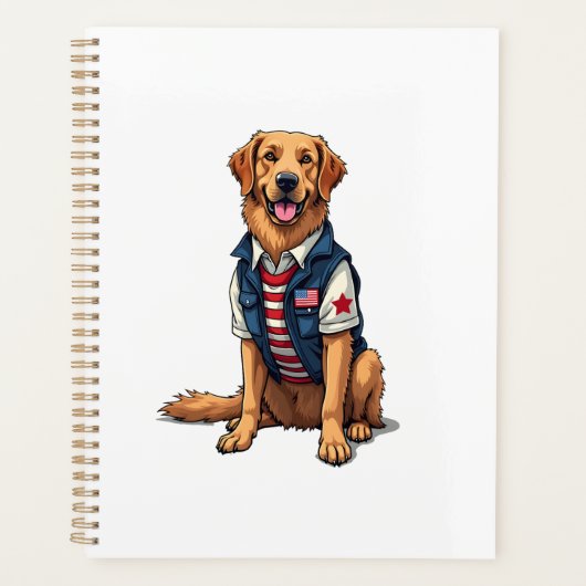 Patriotic Service Dog Golden Retriever Shirt 4 プランナー手帳 (正面)