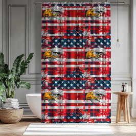 Patriotic Shower Curtain Eagle & Flag Home Style シャワーカーテン