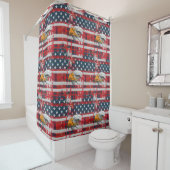 Patriotic Shower Curtain Eagle & Flag Home Style シャワーカーテン (インサイチュ)