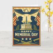 Patriotic Silhouettes Memorial Day カード (黄色い花)