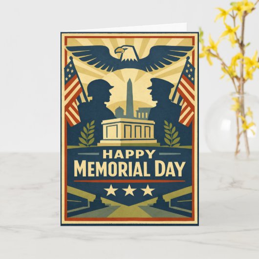 Patriotic Silhouettes Memorial Day カード (黄色い花)