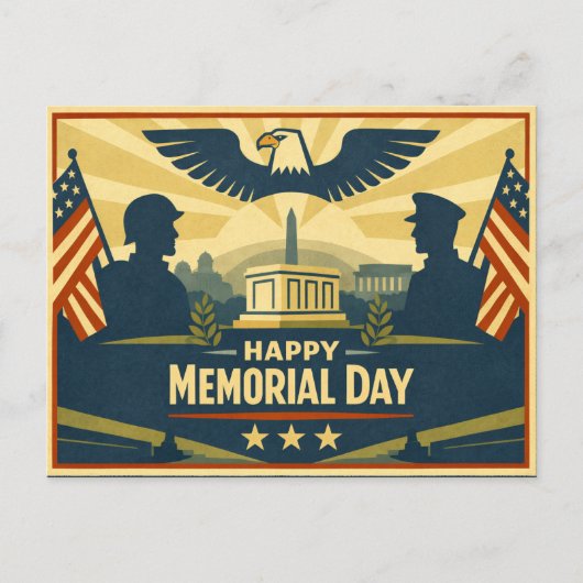 Patriotic Silhouettes Memorial Day シーズンポストカード (正面)