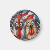 "Patriotic Silkie Chickens" Funny Magnet マグネット (正面)