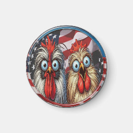 "Patriotic Silkie Chickens" Funny Magnet マグネット