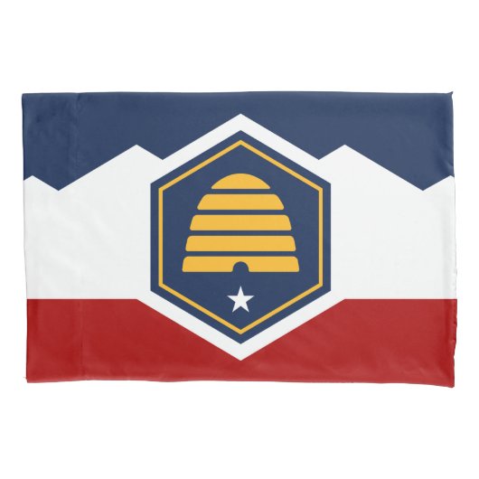 Patriotic Single Pillowcase with flag of Utah, USA 枕カバー (正面)