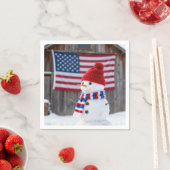 Patriotic Snowman With American Flag スタンダードカクテルナプキン (インサイチュ)