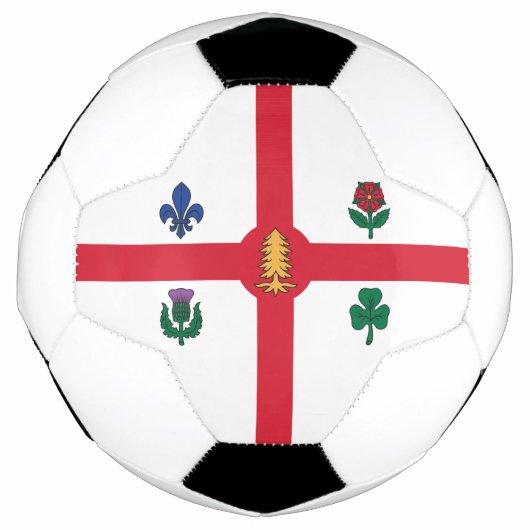 Patriotic Soccer Ball with Flag of Montreal Canada サッカーボール (正面)