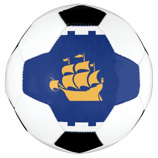 Patriotic Soccer Ball with Flag of Quebec City サッカーボール (正面)