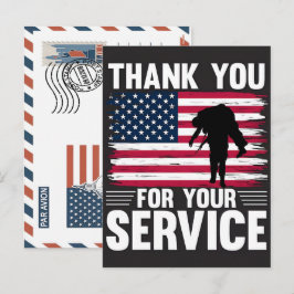 Patriotic Soldier Holding US Flag Postcard シーズンポストカード