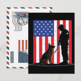 Patriotic Soldier Holding US Flag Postcard シーズンポストカード
