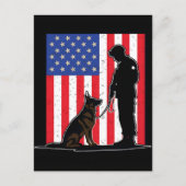 Patriotic Soldier Holding US Flag Postcard シーズンポストカード (正面)