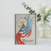 Patriotic Soldier Holding US Flag Postcard シーズンポストカード (スタンド正面)