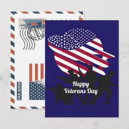 Patriotic Soldier Holding US Flag Postcard シーズンポストカード