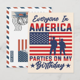 Patriotic Soldier Holding US Flag Postcard シーズンポストカード