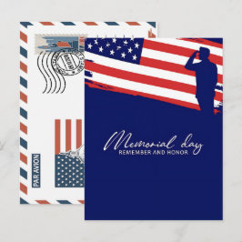 Patriotic Soldier Holding US Flag Postcard シーズンポストカード