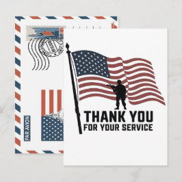 Patriotic Soldier Holding US Flag Postcard シーズンポストカード