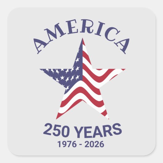 Patriotic Star 250 Year American Flag Sticker スクエアシール (正面)