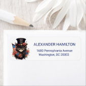 Patriotic Star Spangled Cat Return Address ラベル (インサイチュ)