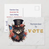 Patriotic Star Spangled Cat Vote ポストカード (正面/裏面)