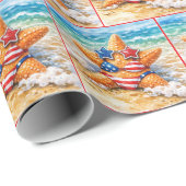 Patriotic Starfish in Beach Sand ラッピングペーパー (ロールコーナー)