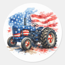 Patriotic Stars and Stripes Tractor ラウンドシール