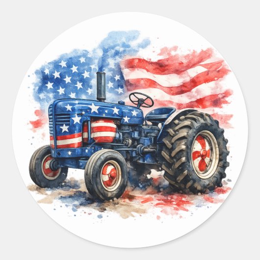 Patriotic Stars and Stripes Tractor ラウンドシール (正面)
