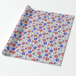 Patriotic Stars - Light Grey Wrapping Paper ラッピングペーパー