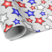 Patriotic Stars - Light Grey Wrapping Paper ラッピングペーパー (ロールコーナー)