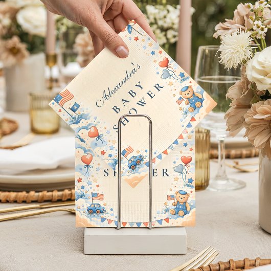 Patriotic Stars & Stripes Baby Shower スタンダードカクテルナプキン