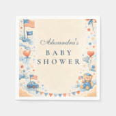 Patriotic Stars & Stripes Baby Shower スタンダードカクテルナプキン (正面)