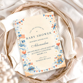 Patriotic Stars & Stripes Baby Shower 招待状