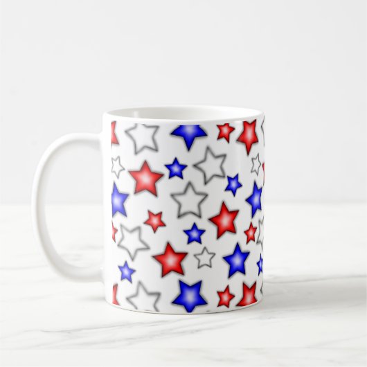 Patriotic Stars - White Coffee Mug コーヒーマグカップ (左)
